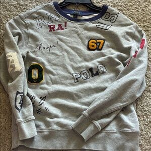 Polo by Ralph Lauren Gray Graphic Crewneck Sweatshirt